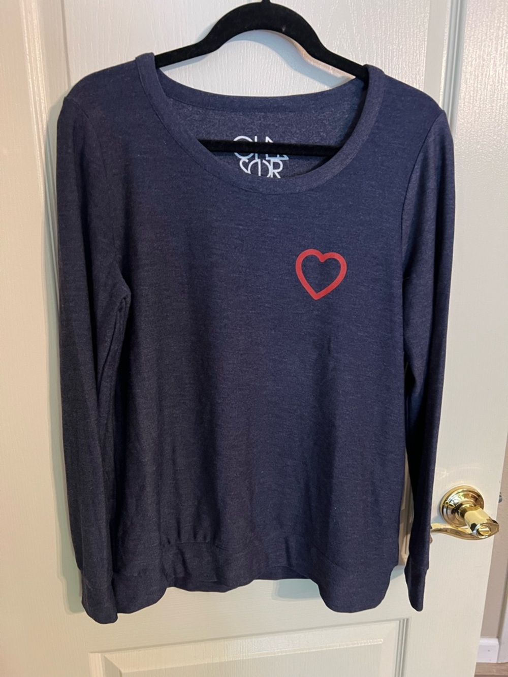 Chaser Navy Blue Long Sleeve Sweatshirt with Red Heart Size L